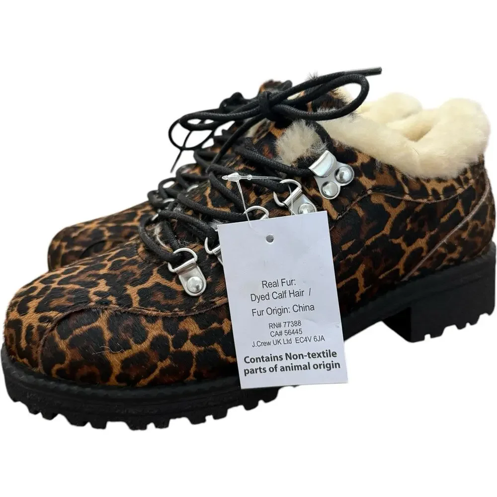 J.Crew Nordic Animal Print Leather Ankle Boots In Calf Hair Size 7